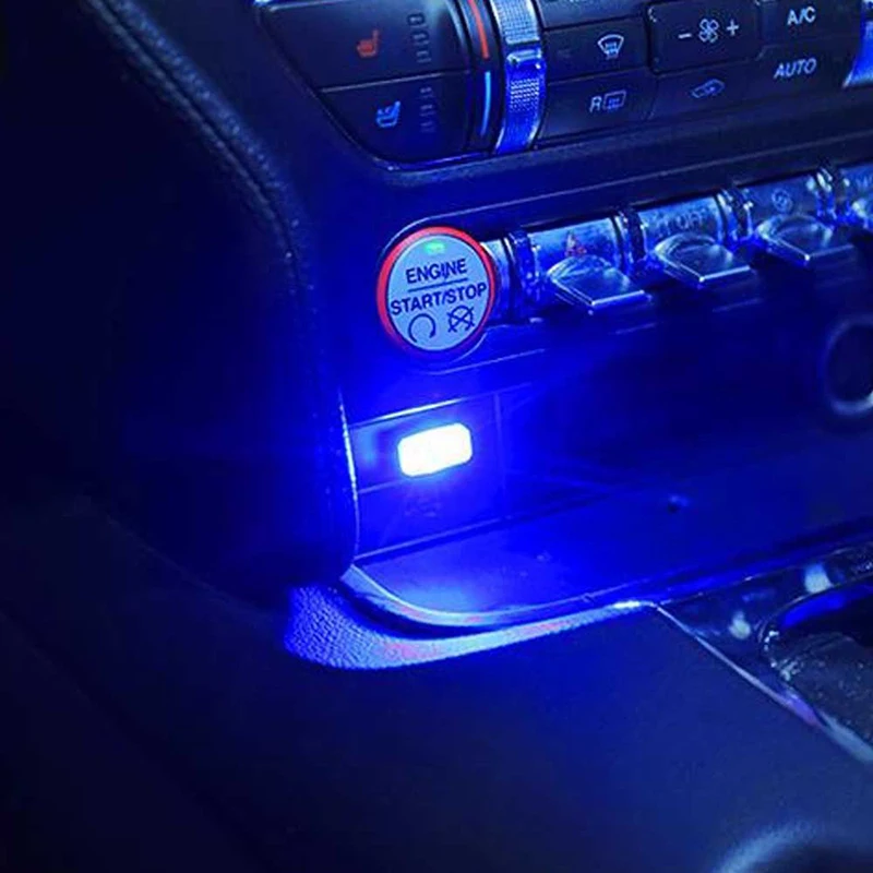 Миниатюрный USB плагин синий светодиодный автомобиль внутренняя лампа для атмосферного освещения 20000h практичная