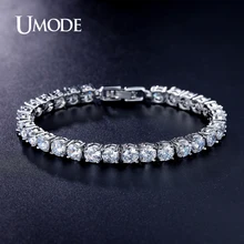 UMODE Luxury Tennis Bracelet Rhodium plated Round Cut AAA Cubic Zirconia Strand Bracelets For Women Jewelry AUB0021