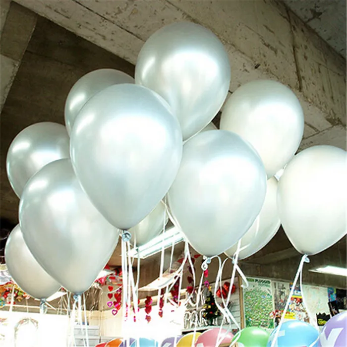 Черные латексные шары 10 шт 10 дюймов латексные гелиевые надувные шары свадебные декоративные надувные шары Красные Белые воздушные шары для дня рождения вечеринки - Цвет: Silver Round