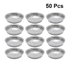 50 шт. Олова чаша из фольги круглая алюминиевая фольга одноразовые лотки для барбекю жестяная бумага миски для пирога сковородки для печенья домашние торты, хлеб, шоколад