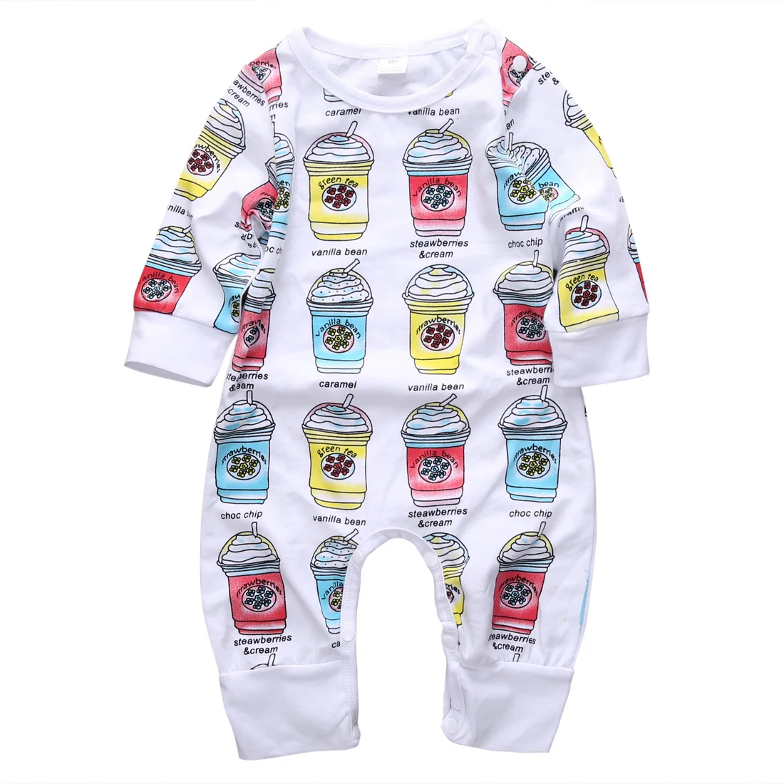

Baby Boy Girl Ice Cream Printed Long Sleeve Romper Cotton All Reasons Toddler Rompers O-Neck Printing Casual Outfits 0-24M