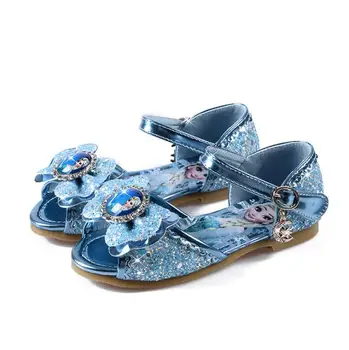 

New Fashion Girls Elsa Sandals Princess high quality Shoes low heel soft Cartoon Summer Toddler Girl Shoes Ice Snow Queen