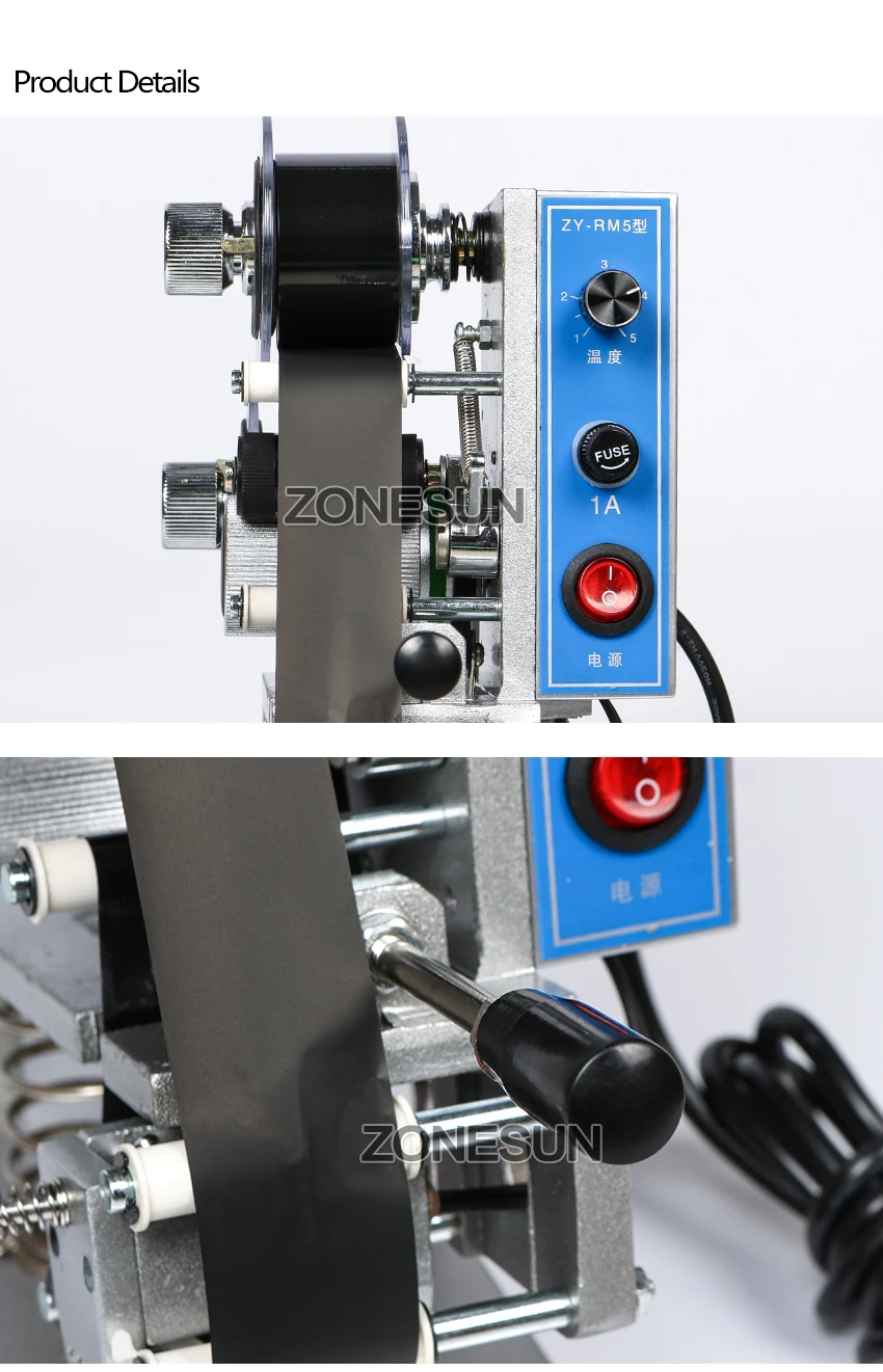 ZONESUN ZY-RM5 кодировочная машина цветная лента Горячая печатная машина горячая печать на ленте пленка мешок принтер даты 220 V/50Hz