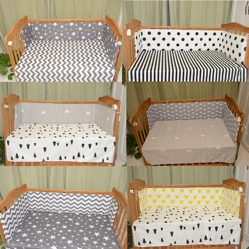 Nordic Stars Design Baby Bed Thicken Bumpers One-piece Crib Around Cushion Cot Protector Pillows Newborns Room Decor 200*29cm