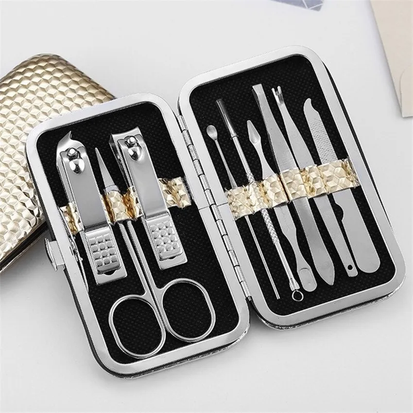 9 шт./компл. Многофункциональный Нержавеющая сталь ногтей щипчики для ногтей Ножницы иголок для удаления угрей, Красота набор для ногтей для Для женщин