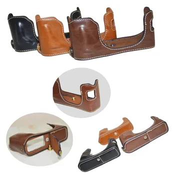 

Newest Pu Leather Camera Case Half Bag For Fuji X100F Fujifilm X100F Camera Bag Bottom Cover Open Battery Design