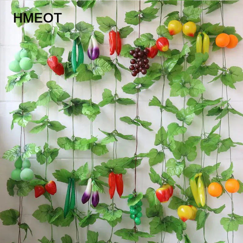 

230cm Artificial plants Oversized vegetables Fruit green leaf Ivy vine For Home Decora diy Hanging Garland Artificial Flowers