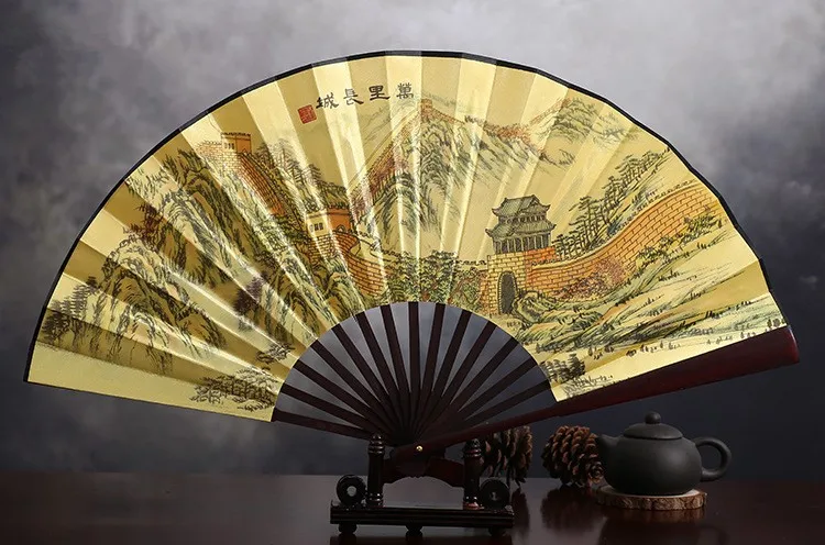 Китайский классический стиль очаровательный пейзаж ручной вентилятор причудливый Цветочный Складной вентилятор бесплатный дизайн китайский веер с иероглифами ручной работы