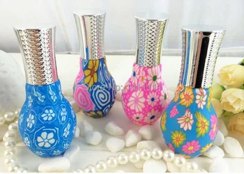 

BY DHL FREE 100pcs/lot 20ML Flower Perfume Bottle Polymer Clay Fragrance Bottle Spray Atomizer Glass Essential Oil Bottle Vials