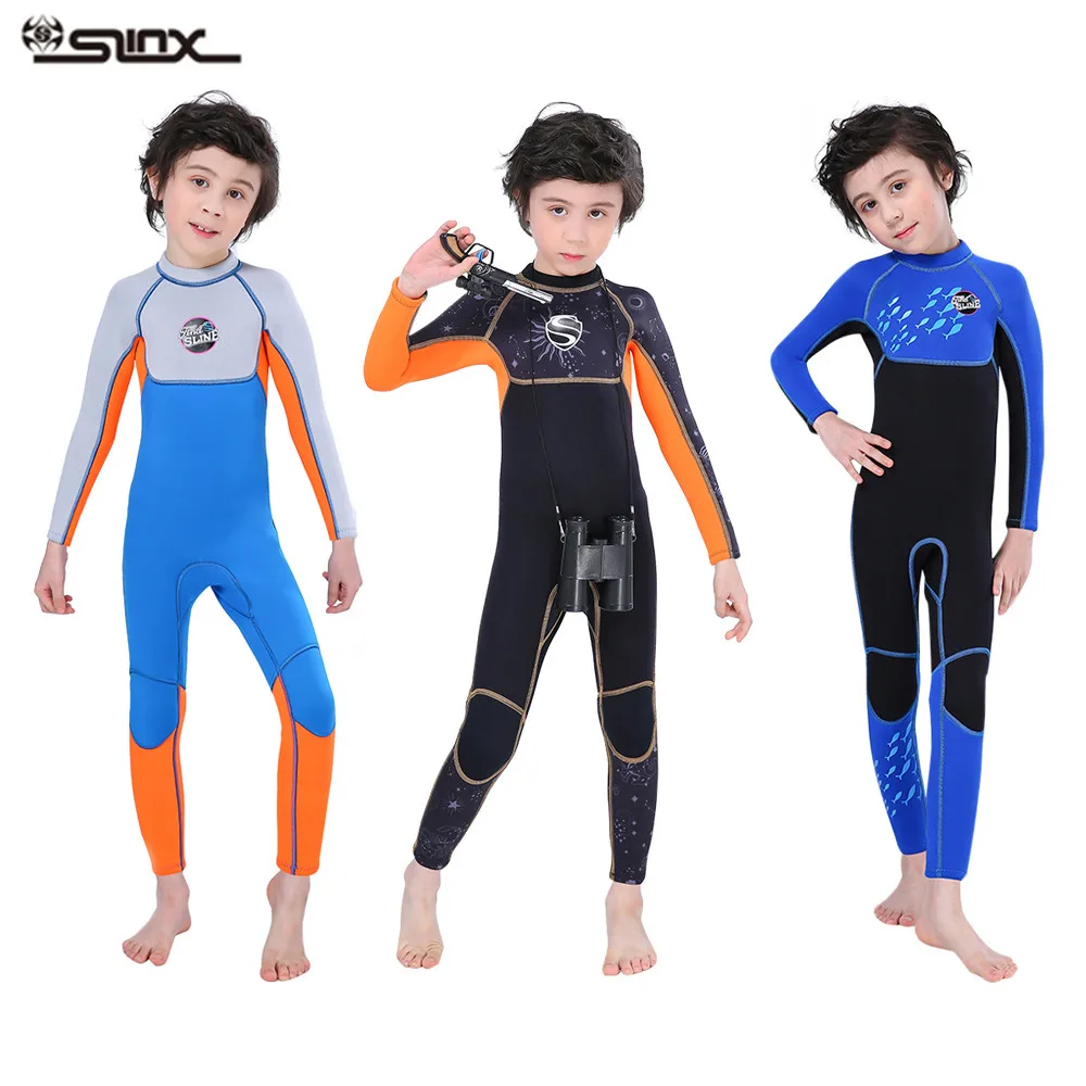 Slinx, Детские гидрокостюмы, водолазный костюм, 2,5 мм, Сноркелинг, защита от солнца, купальный костюм, анти-клипса, гидроспортивный костюм для мальчиков