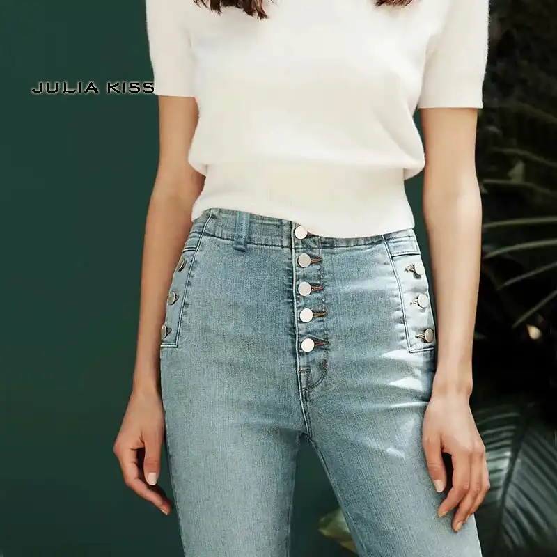 women's button fly skinny jeans