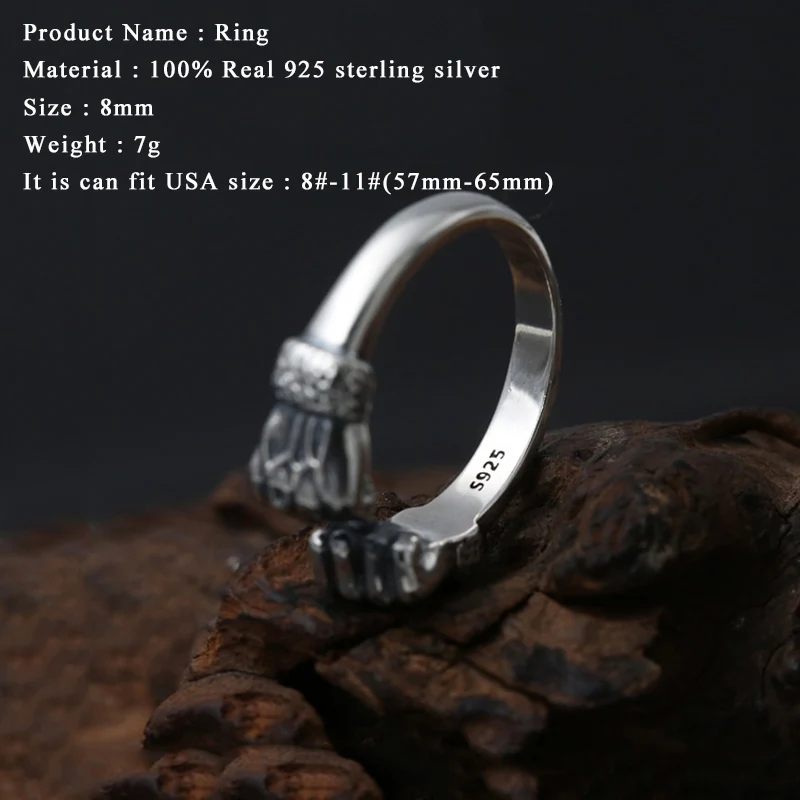 Мужское и женское кольцо из серебра 100% пробы регулируемое|sterling silver 925 jewelry|silver