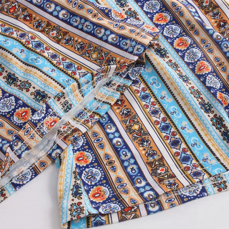 2018 Boho Women Striped Printed  Hippie Pants Flare Pants High Elastic Waist Vintage Stretch Ethnic Style Bell Bottom Trousers