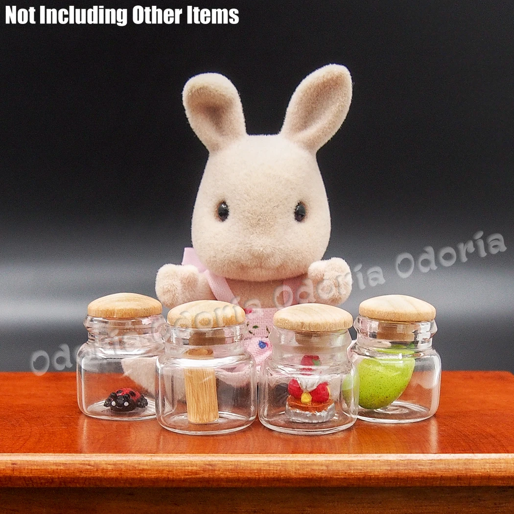 Odoria 1:12 Miniature 4PCS Glass Bottles Jars Dollhouse Kitchen Accessories - Image 6