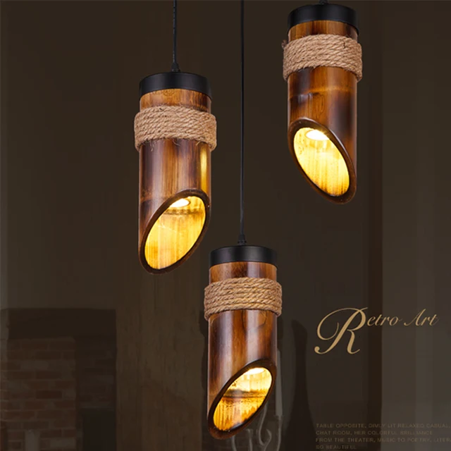 New Style Loft Hemp Rope Bamboo Droplight Led Pendant Loft Style Hemp Rope Bamboo Droplight Led Pendant Light Fixtures For Dining
