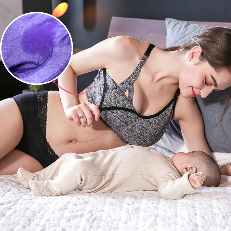SALLY NICE Maternity Nursing Bra L/XL Adjusted-straps Breastfeeding Antibacterial Quick Moisture Absorption Wireless Push Up Bra