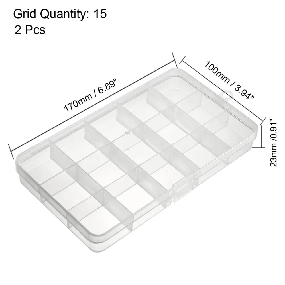 Uxcell 2 предмета Пластик фиксированной 12/15/24/10 сетки электронный компонент контейнеры инструмент Коробки чистый белый коробка для хранения