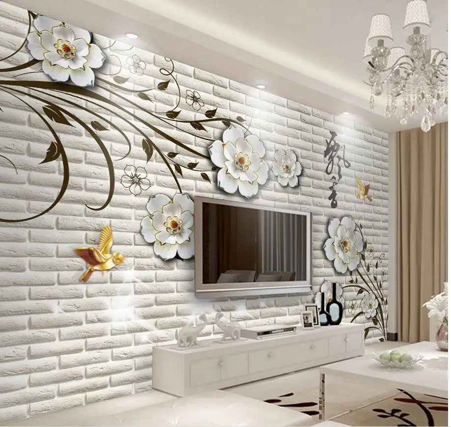 Kustom 3d Wallpaper Modern Sederhana Tiga Dimensi Bunga Dinding Bata