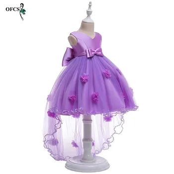 

Sale Real Kids Girls Elegant Wedding Flower Girl Dress Princess Party Pageant Formal Sleeveless Lace Tulle Girls Clothes 3-15 Y