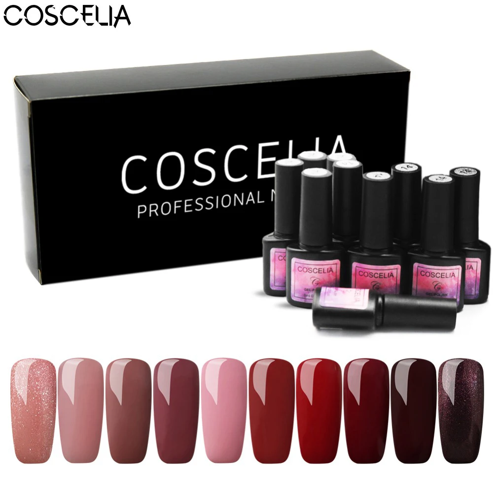 

COSCELIA 10pcs/Lot UV Gel Nail Polish Set 8ml Manicure Soak Off UV Gel Color Nail Polish All For Manicure Nail Art DIY Varnish