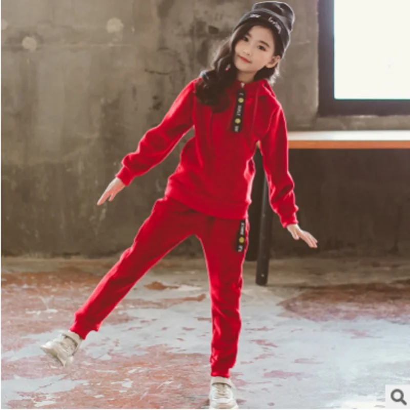 

Girls Golden Velvet Clothing Sets Suits 2019 New Spring and Autumn Kids Clothes Sets Children's 2 Solid Suits Size4-14 ly078