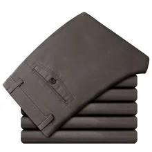 Мужские высококачественные деловые повседневные брюки, мужские большие размеры, Свободные Комбинезоны среднего возраста, мужские классические брюки с высокой талией, повседневные брюки