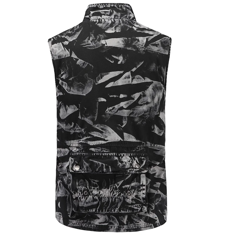 Con Ocultar Tipo us Chaleco Capa Tamaño Sin 2 Casual Cremallera De Mangas Hombres Botón Camuflaje Muchos Algodón Slim Cierre 1 Bolsillos Eu PISqAw