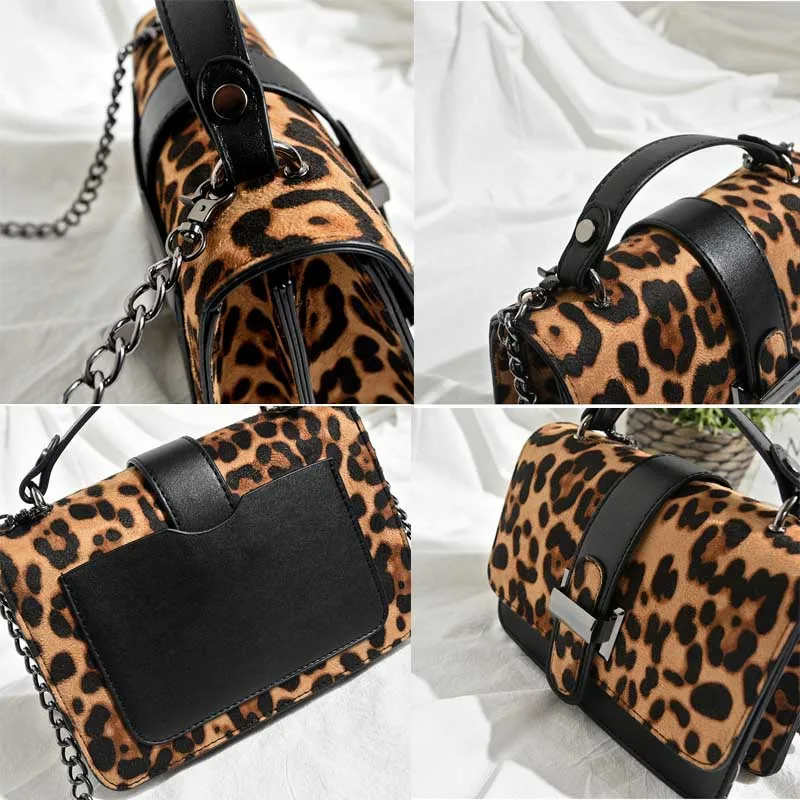 2018 Fashion Leopard Trendy Designer Chains Bag Female Handbag Brand Luxury Women Crossbody Messenger Shoulder Bags Sac A Main