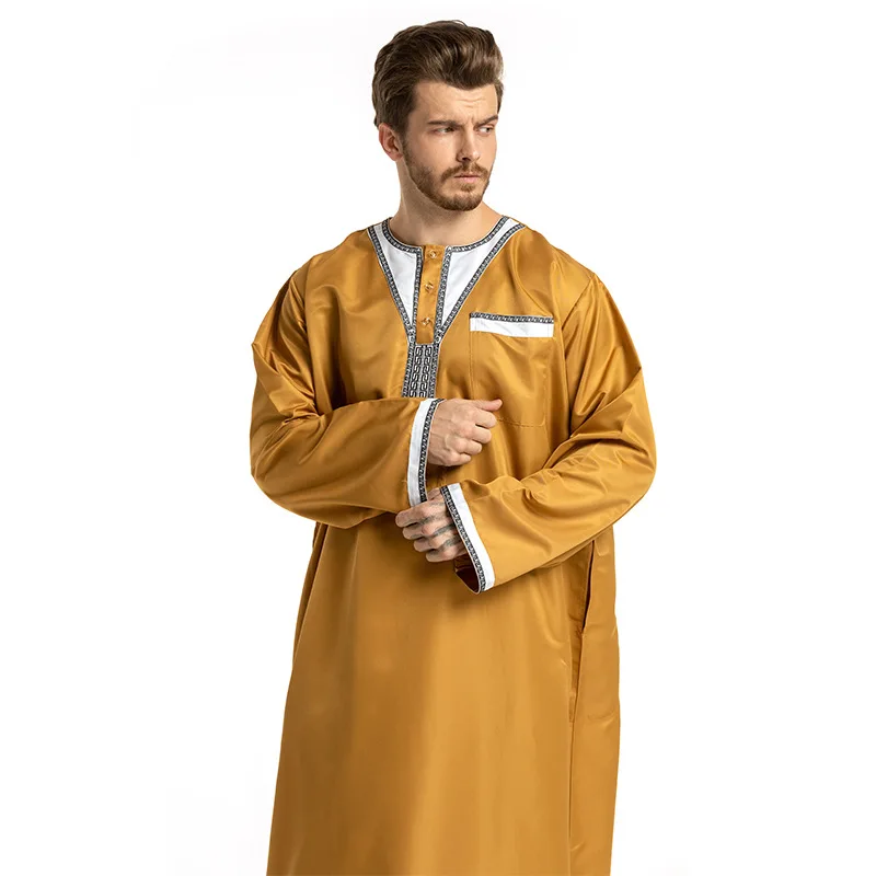 2019 человек мусульманская одежда тхбе Jubba мужской халат с длинным рукавом Саудовская Аравия тхбе Кафтан Исламская платье Винтаж Длинные