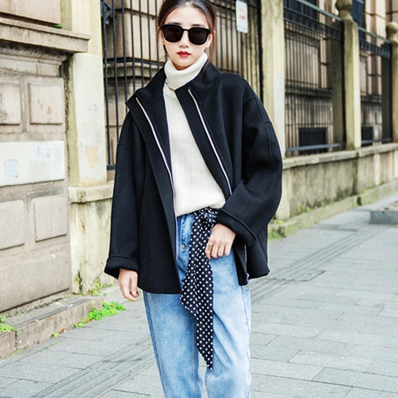 2020 Autumn And winter New Double-sided Cashmere Coat Fashion Collar loose Wool Warm Women's JacketWLP275 | Женская одежда