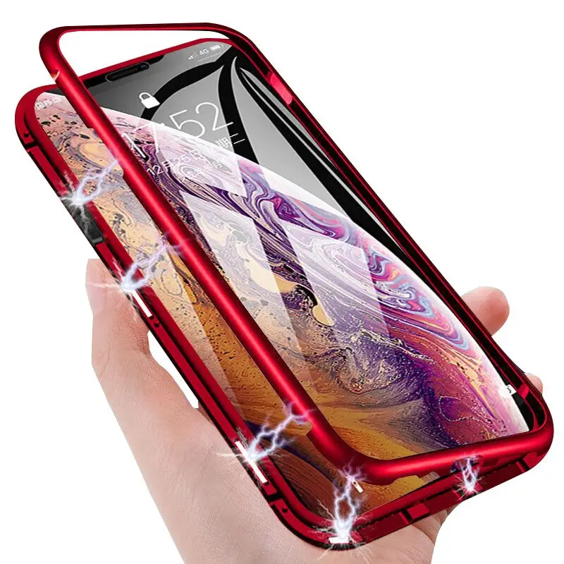 

Luxury Magnetic Shockproof Glass Case On The For IPhone 7 6 6S 8 XR XS Max X Metal Case For IPhone XR XS Max 6 7 8 Plus Case