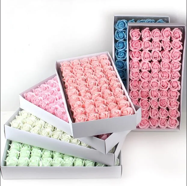 50pcs LED Luminous Flower Bouquet Gift Box with Base  Decorative Flowers Wreaths Gift Wedding Party Supplies 5