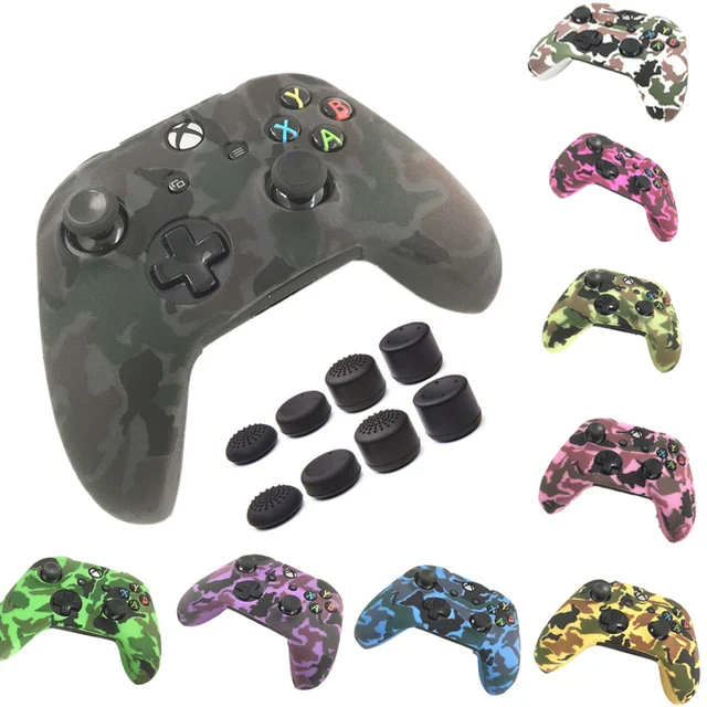 Cheap Silicone Guards Protective Skin Case for XBox One X One S Controller Protector Camouflage Camo Cover with 8pcs Grips Caps