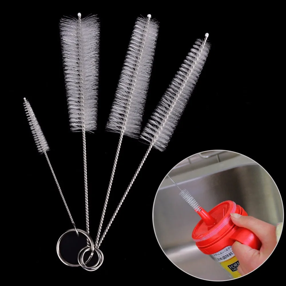 4pcs Straw Cleaning Brush Stainless Steel Wash Drinking Pipe Straw