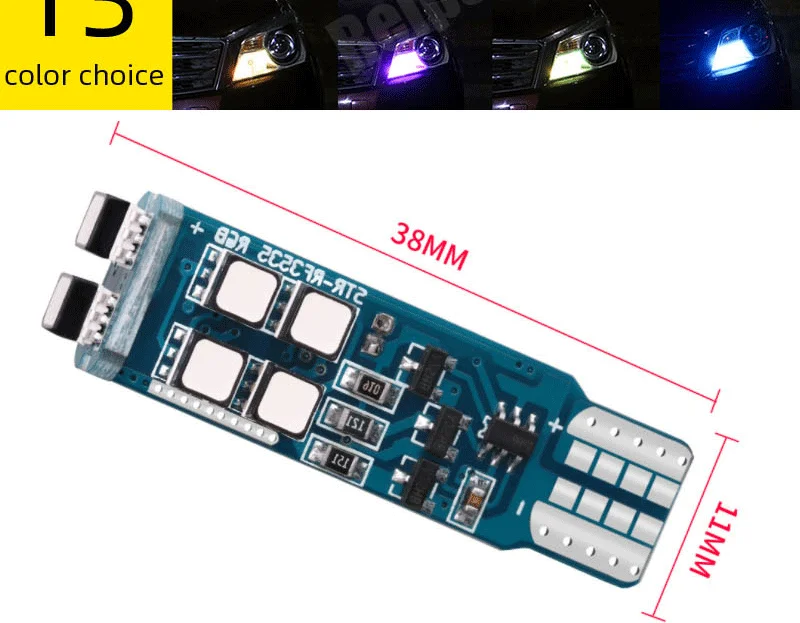 1 пара автомобильных ламп 12 В 1,32 Вт RF пульт дистанционного управления T10 3535 RGB многоцветный светодиодный автомобиль широкая лампа подсветки номерного знака Лампы