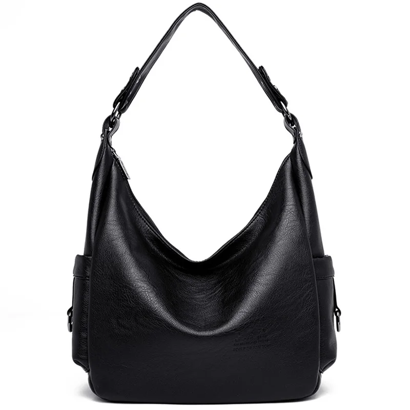 Модные женские сумочки, кожаная сумка, Женские Простые сумки на плечо, сумки через плечо, высококачественные кожаные сумки, женская сумка-мессенджер - Цвет: Black