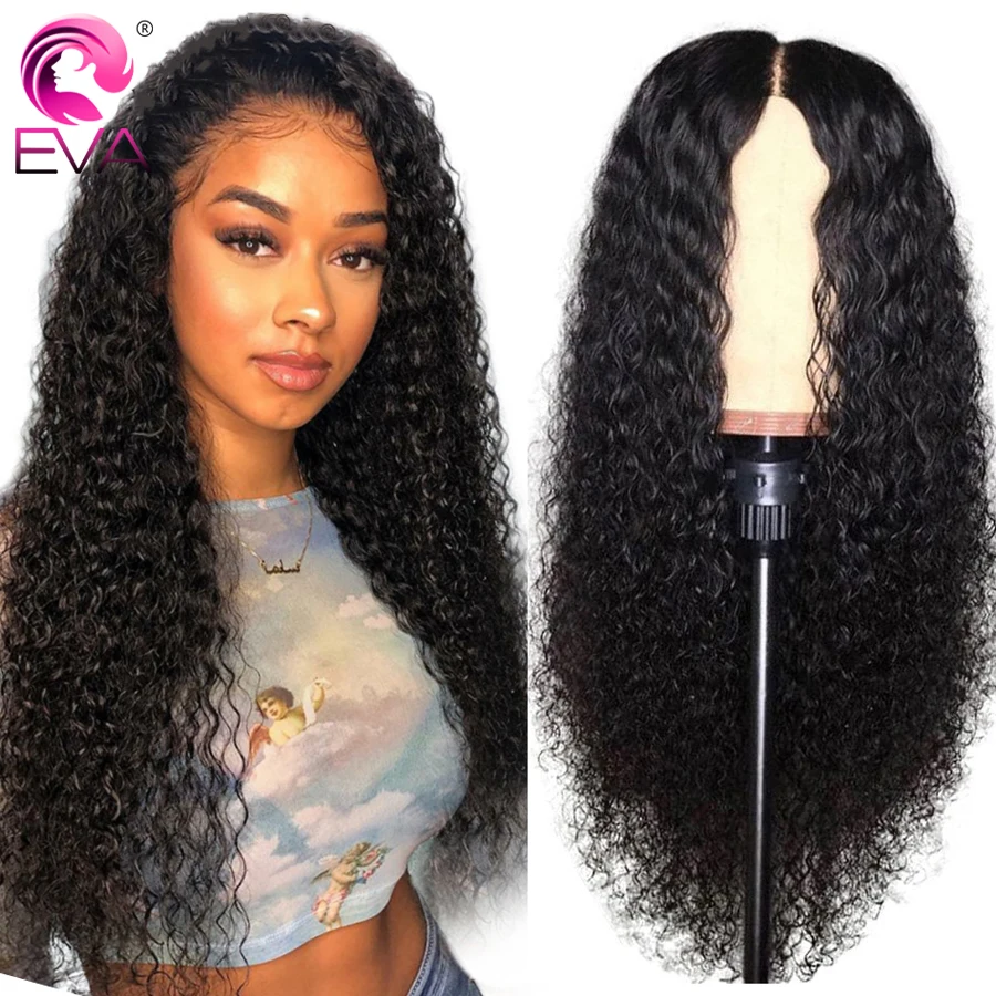 Beste Braziliaanse Krullend Lace Front Menselijk Haar Pruiken Pre Geplukt Met Baby Haar Lijmloze 13x4 Lace Front Pruik Voor zwarte Vrouwen Eva Remy Haar