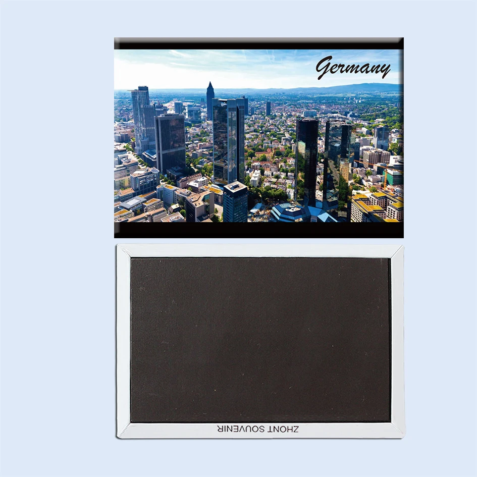 

Frankfurt business center skyscraper aerial view Germany 22809 Travel souvenirs Creative refrigerator