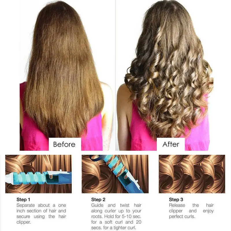 Professional Hair Curler Magic Spiral Curling Iron Fast Heating