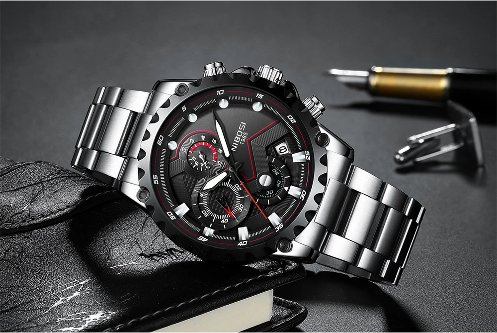 Military Watches Men Quartz Analog Men Watches Stainless Steel Time Date Clock Men Luxury Brand Hot Famous Brand Watches NIBOSI  (12)