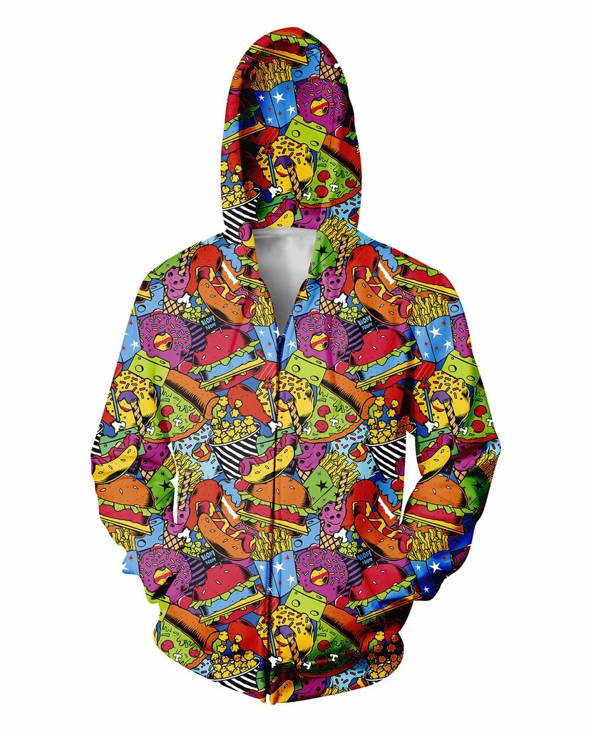 Nom cremallera sudadera con capucha favorita comida chatarra Tumblr impresión 3D sudaderas sudaderas Zipper Outfits sudores Jumper abrigos Tops|coats for men winter|coated chain link fencecoat car AliExpress
