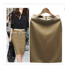 Женская юбка цвета хаки, Корейская юбка, юбка-карандаш с высокой талией, Офисная Женская юбка миди 3XL