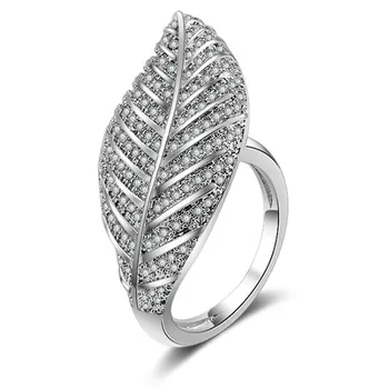

2018 Europe and the United States new Amazon fashion high-grade leaves zircon ring