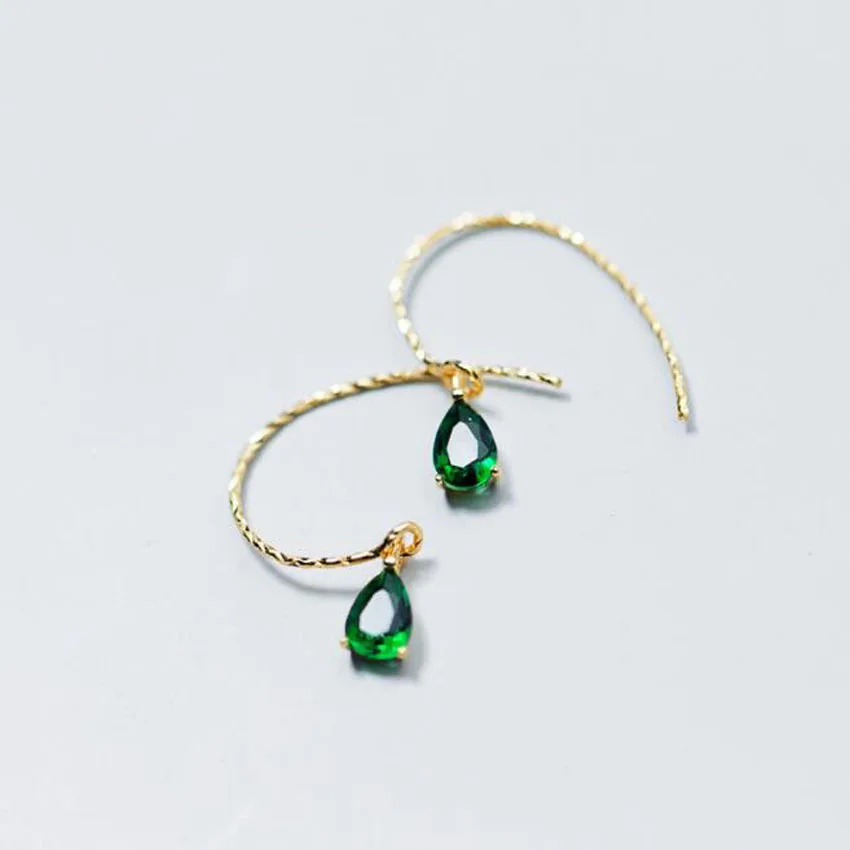 

MHS.SUN 925 Sterling Silver Jewelry Green Cubic Zirconia Crystal Earrings for Women Stud Earrings Fashion Brincos Elegant Gift