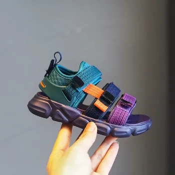 

Kids Colorful Sandals Ribbons Girls Fashion Sandals Purple Children's Sports Sandals Good Quality Soft-soled Beach Shoes 21-37
