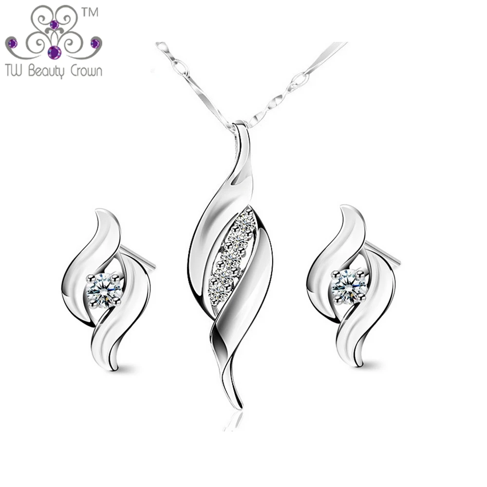

Top Quality Fashion Design Genuine 925 Sterling Silver AAA Crystal Cubic Zirconia Necklace Earrings Jewelry Sets Christmas Gifts
