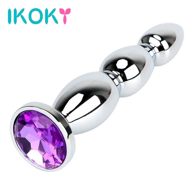 $US $7.49  IKOKY Big Size Prostate Massage Metal Anal Beads Jewel Anal Plug Long Butt Plug Sex Toys for Women 