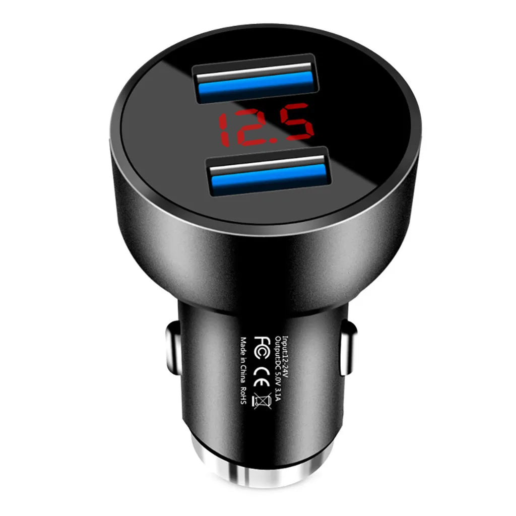 3.1A двойное USB Автомобильное зарядное устройство 2 порта ЖК-дисплей 12-24 в прикуриватель элегантный и благородный цвет Зарядка для Планшета Телефона