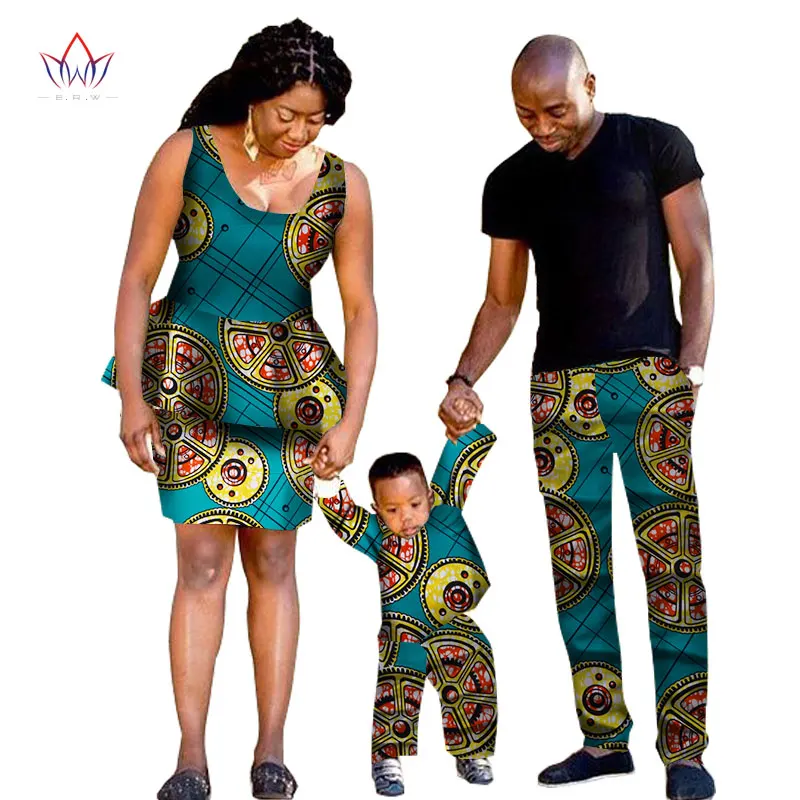 Традиционная одежда в африканском стиле; модные Семейные комплекты; брендовые хлопковые комплекты для папы, мамы и сына; 5 шт.; BRWYQ33