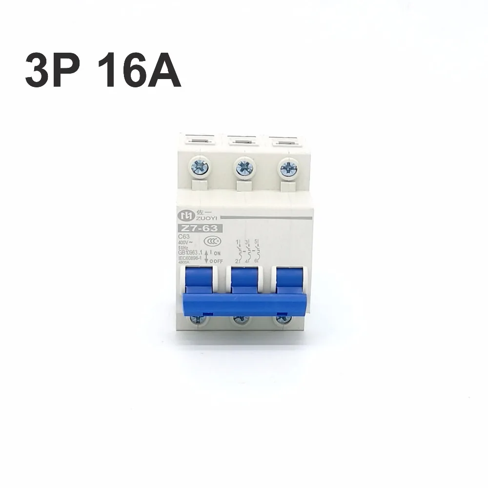 

3P 16A 400V~ 50HZ/60HZ Circuit breaker AC MCB safety breaker C type